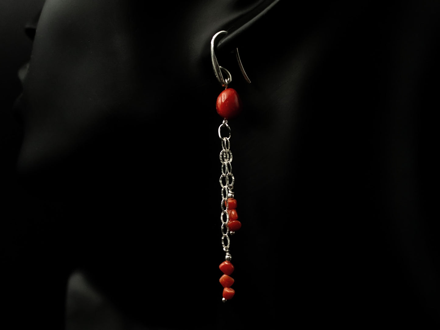 Long coral earrings