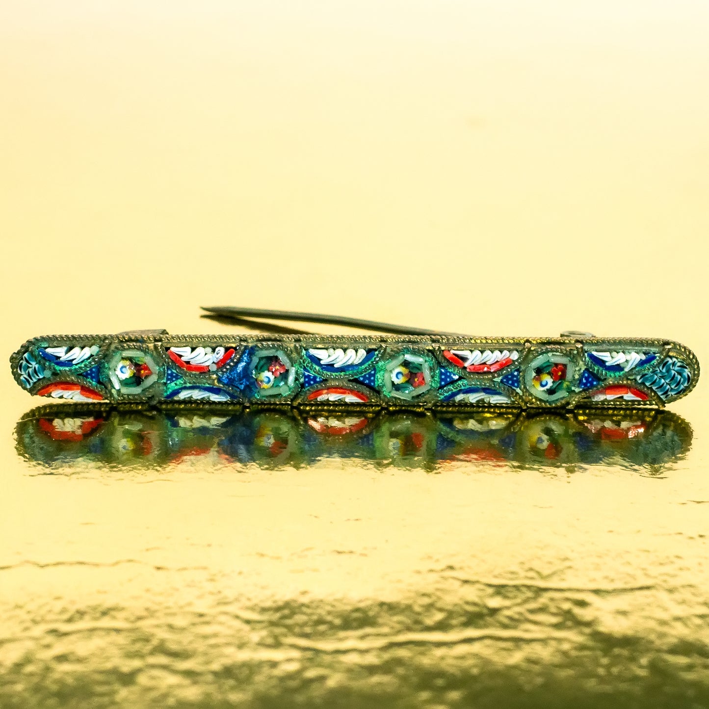 narrow micromosaic brooch