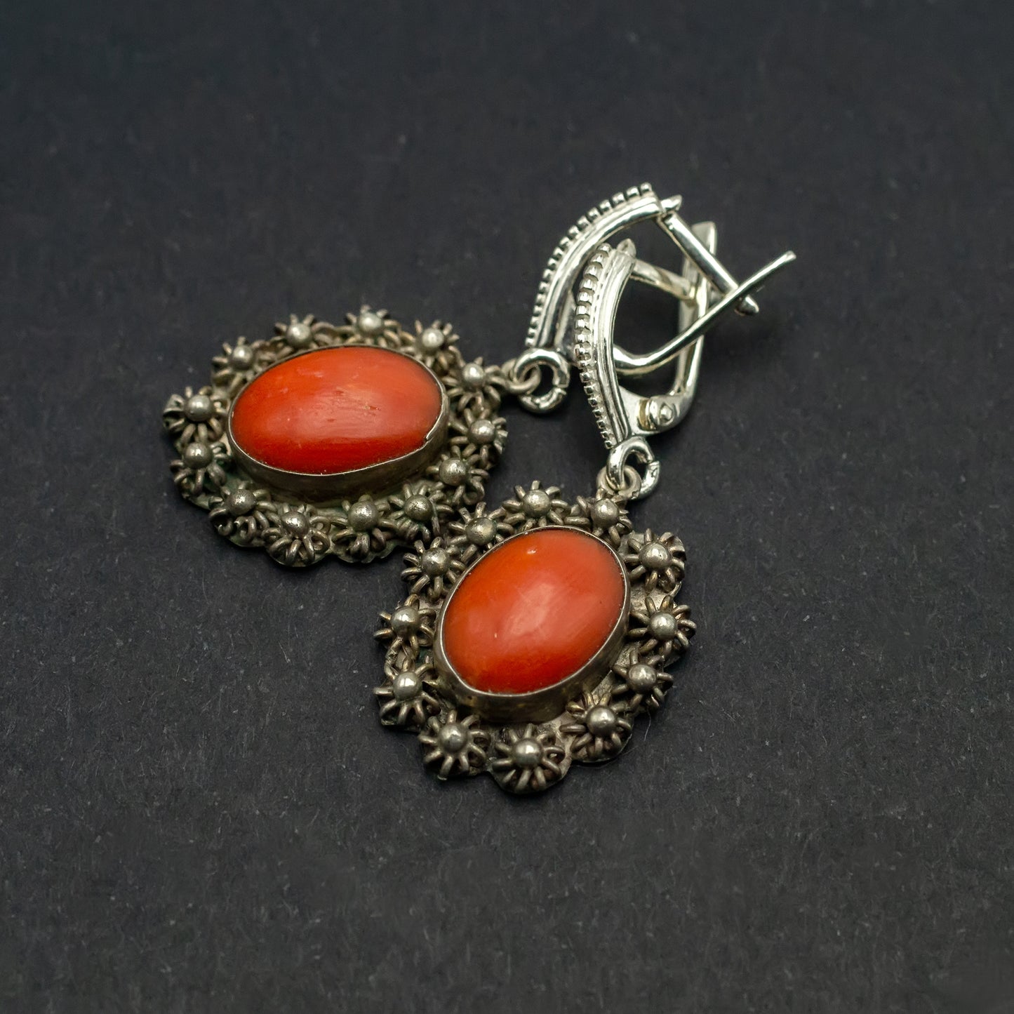 antique coral earrings