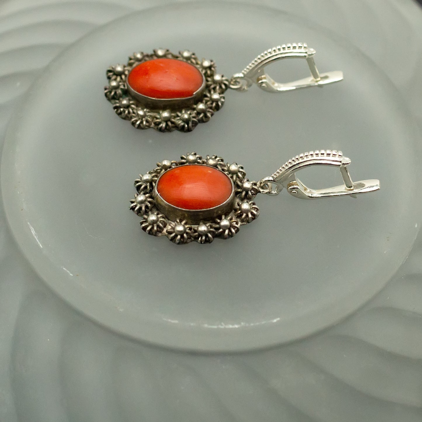 old coral silver earrings with new closures