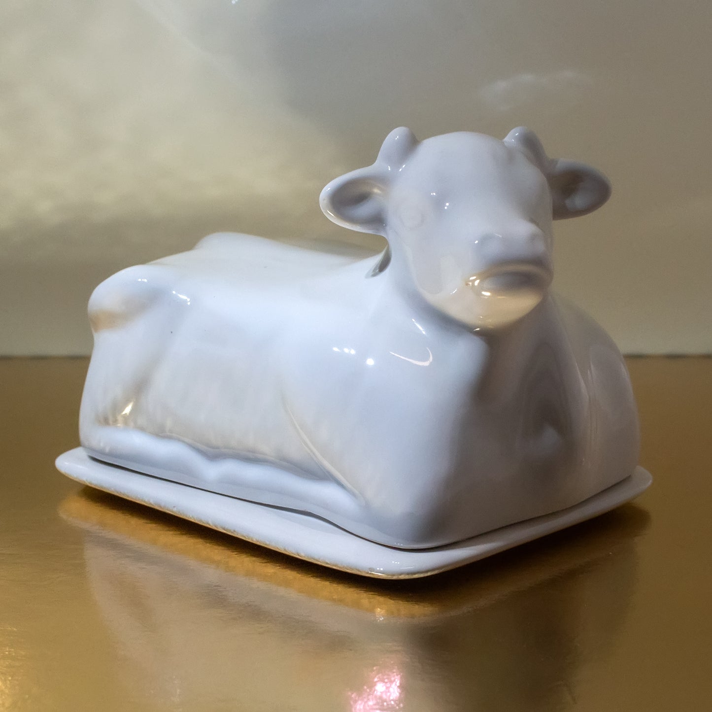 Ceramic butter dish with cow