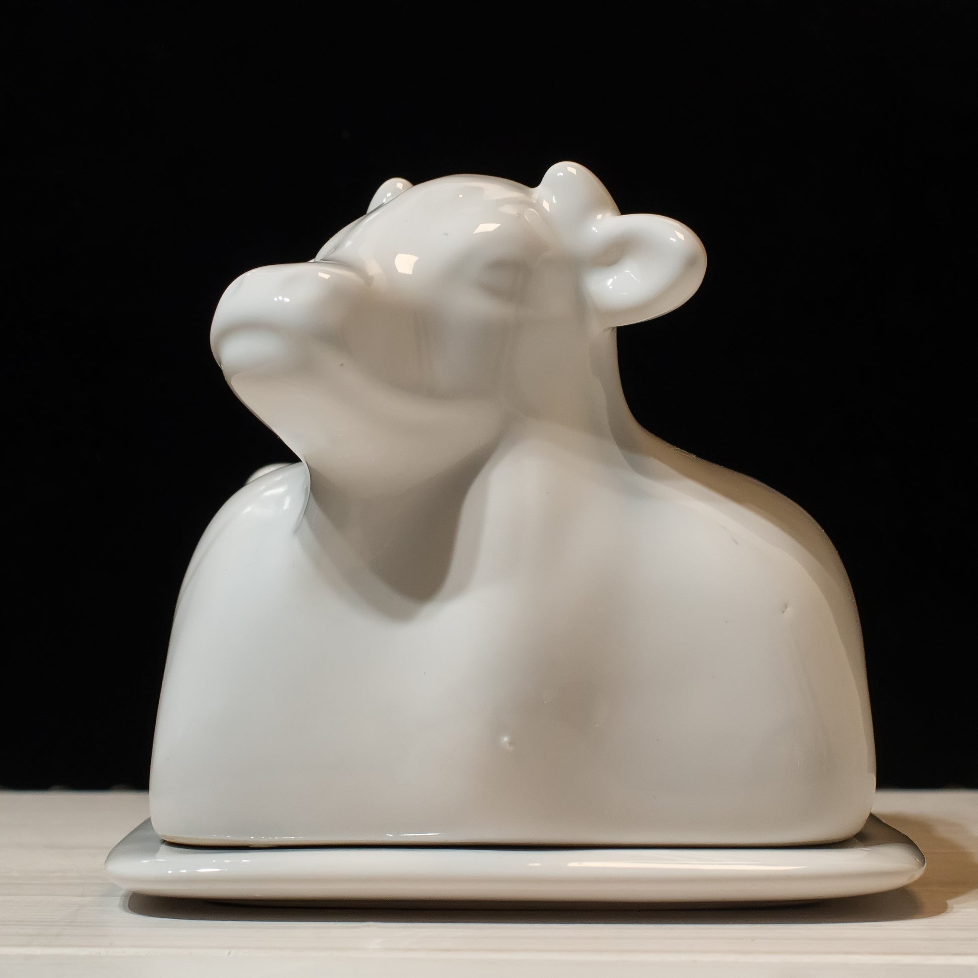 Ceramic butter dish with cow