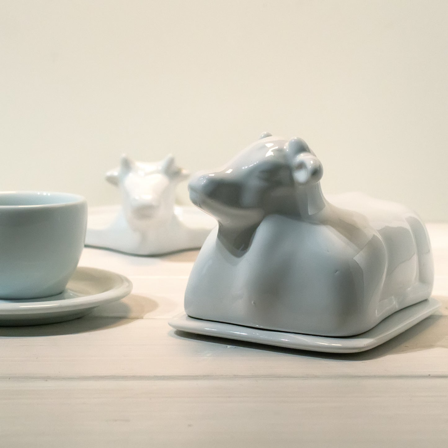 Ceramic butter dish with cow