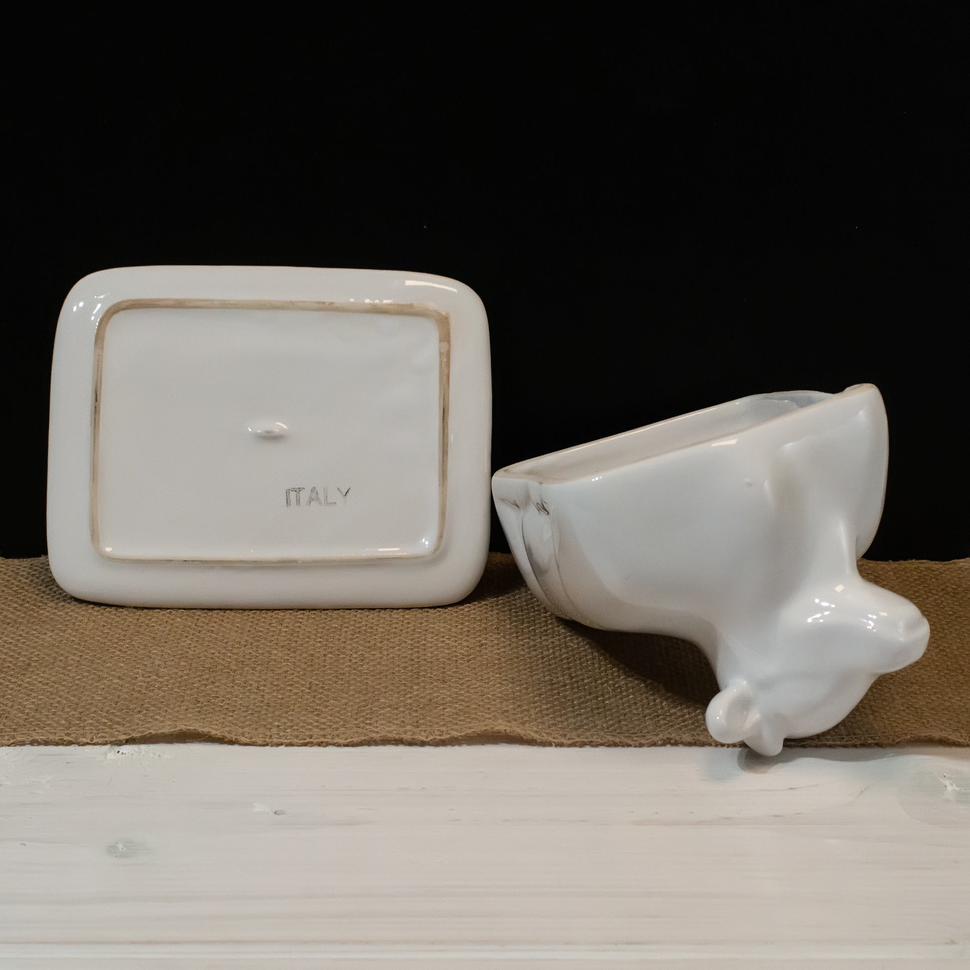 Ceramic butter dish with cow