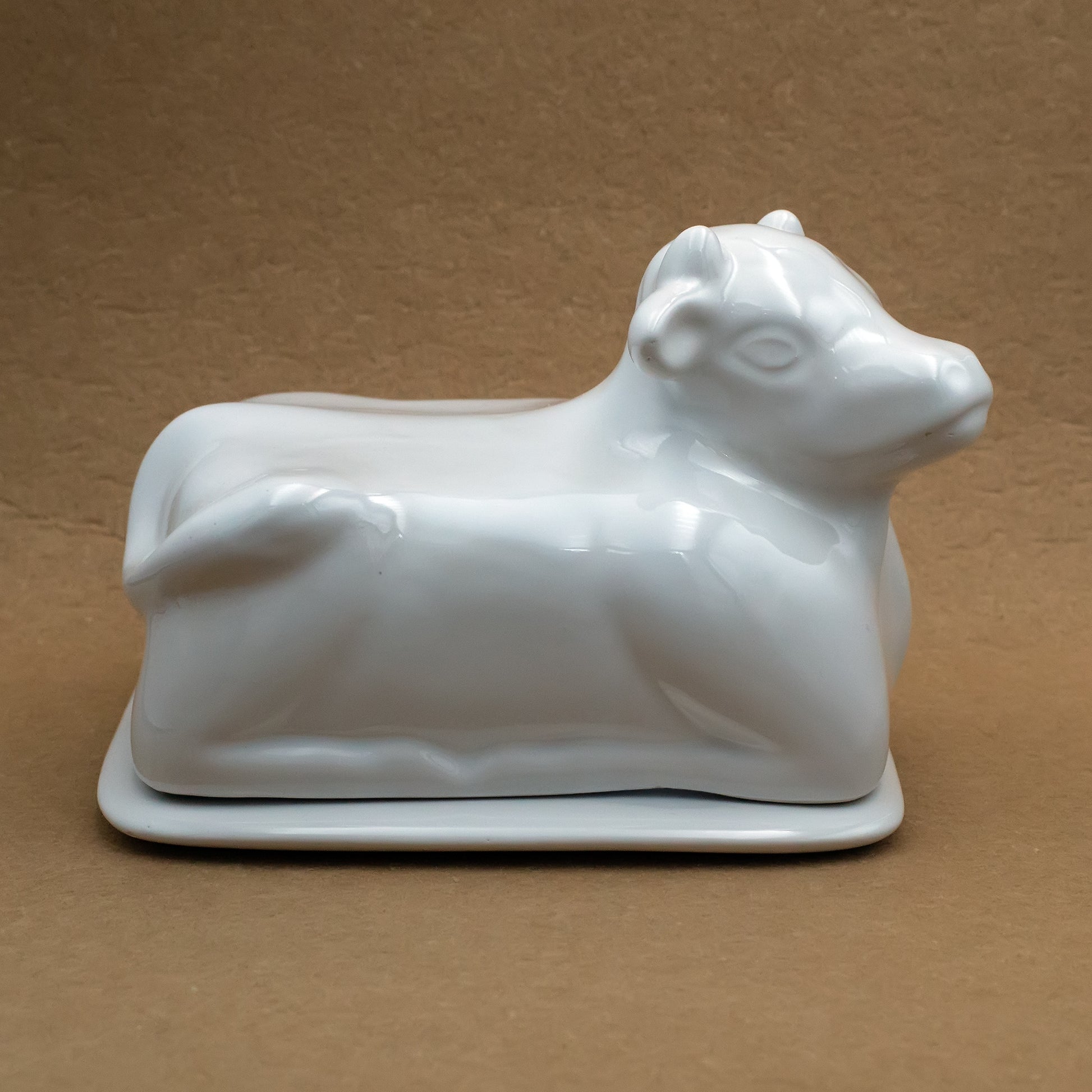 Ceramic butter dish with cow