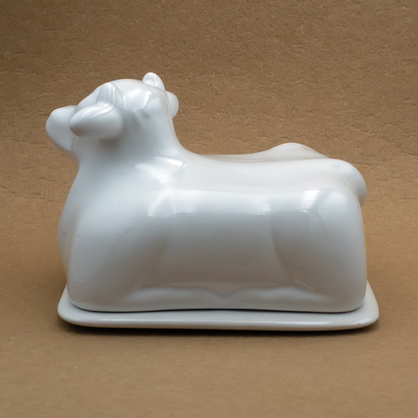 Ceramic butter dish with cow