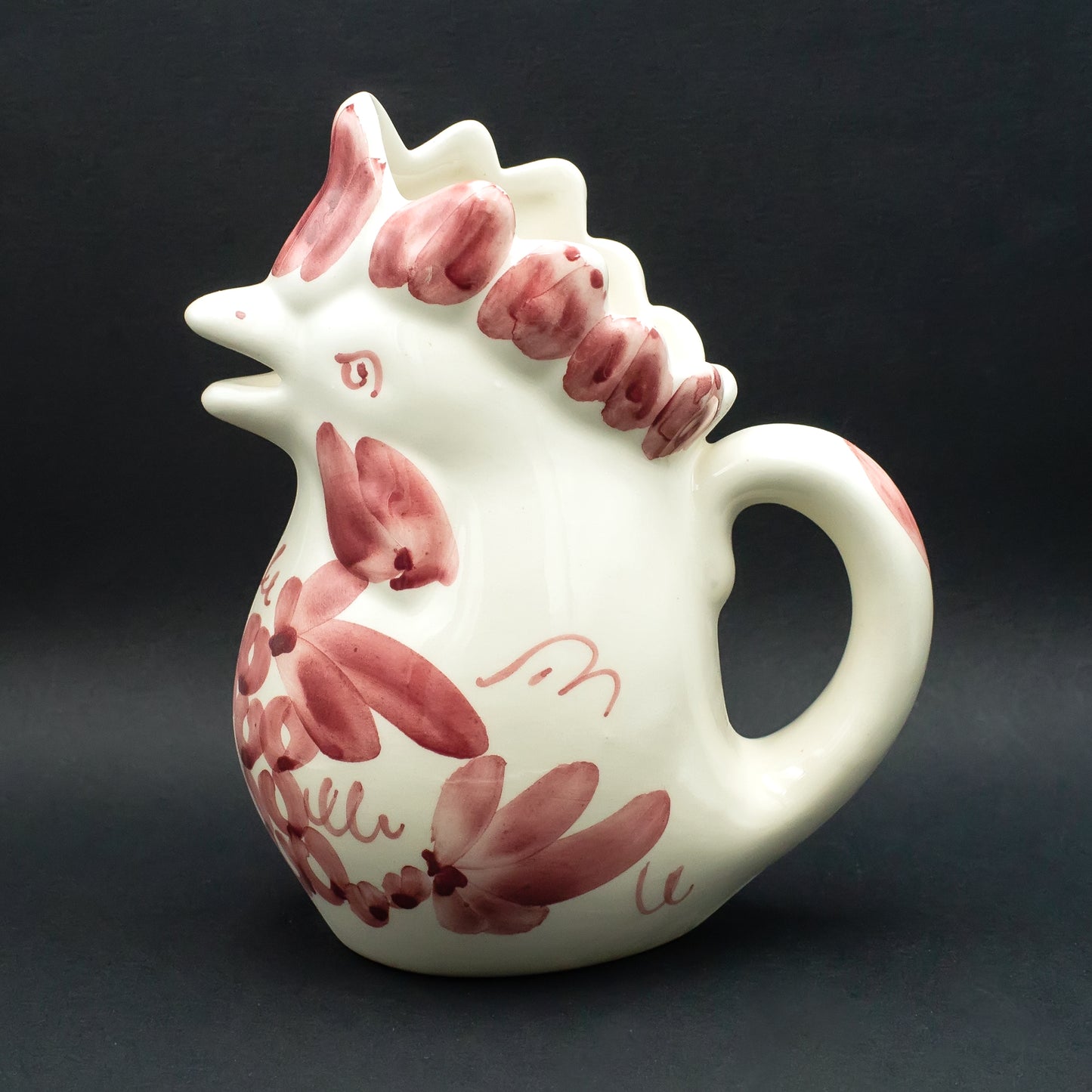 red white rooster pitcher