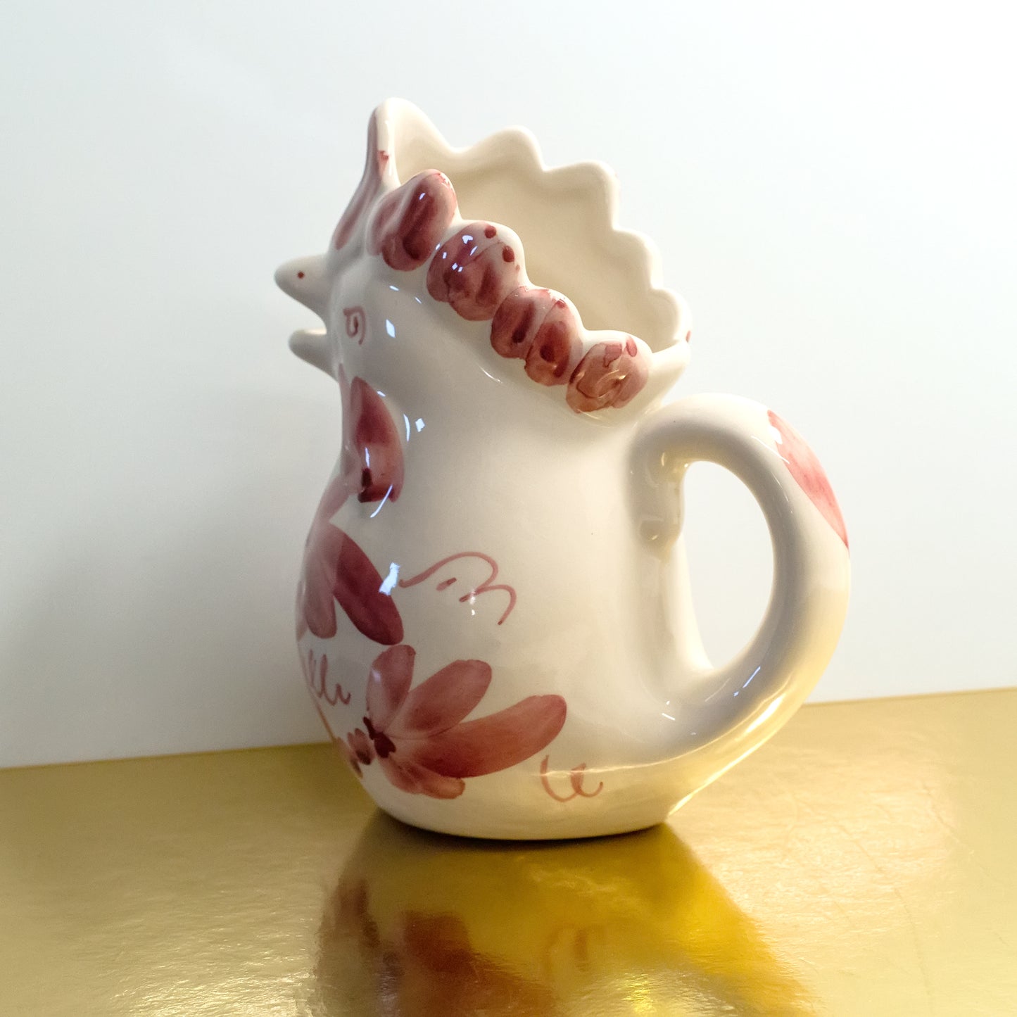 red white italian rooster jug