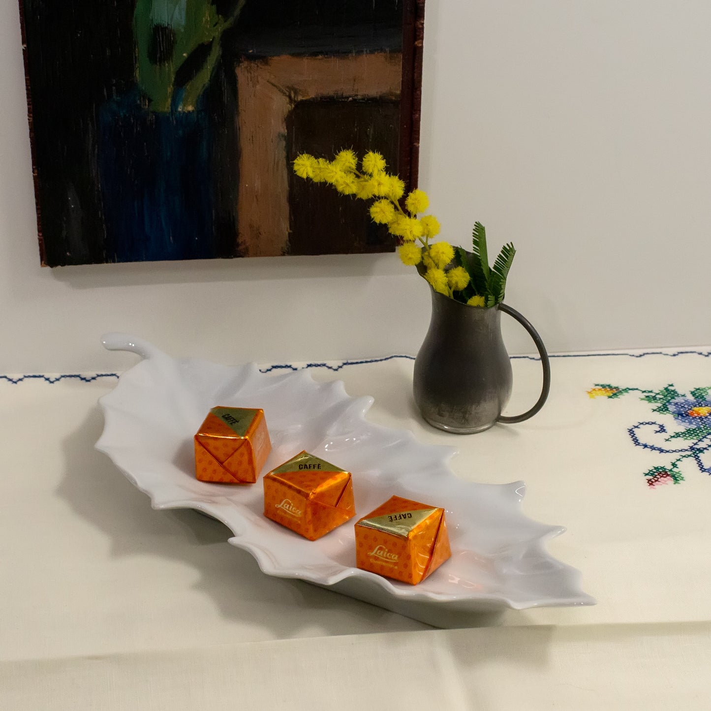 white porcelain dish with candies