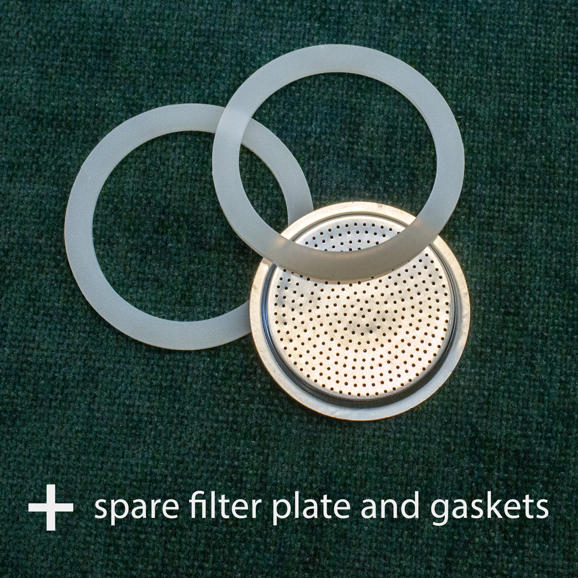 one spare filter plate and two spare gaskets