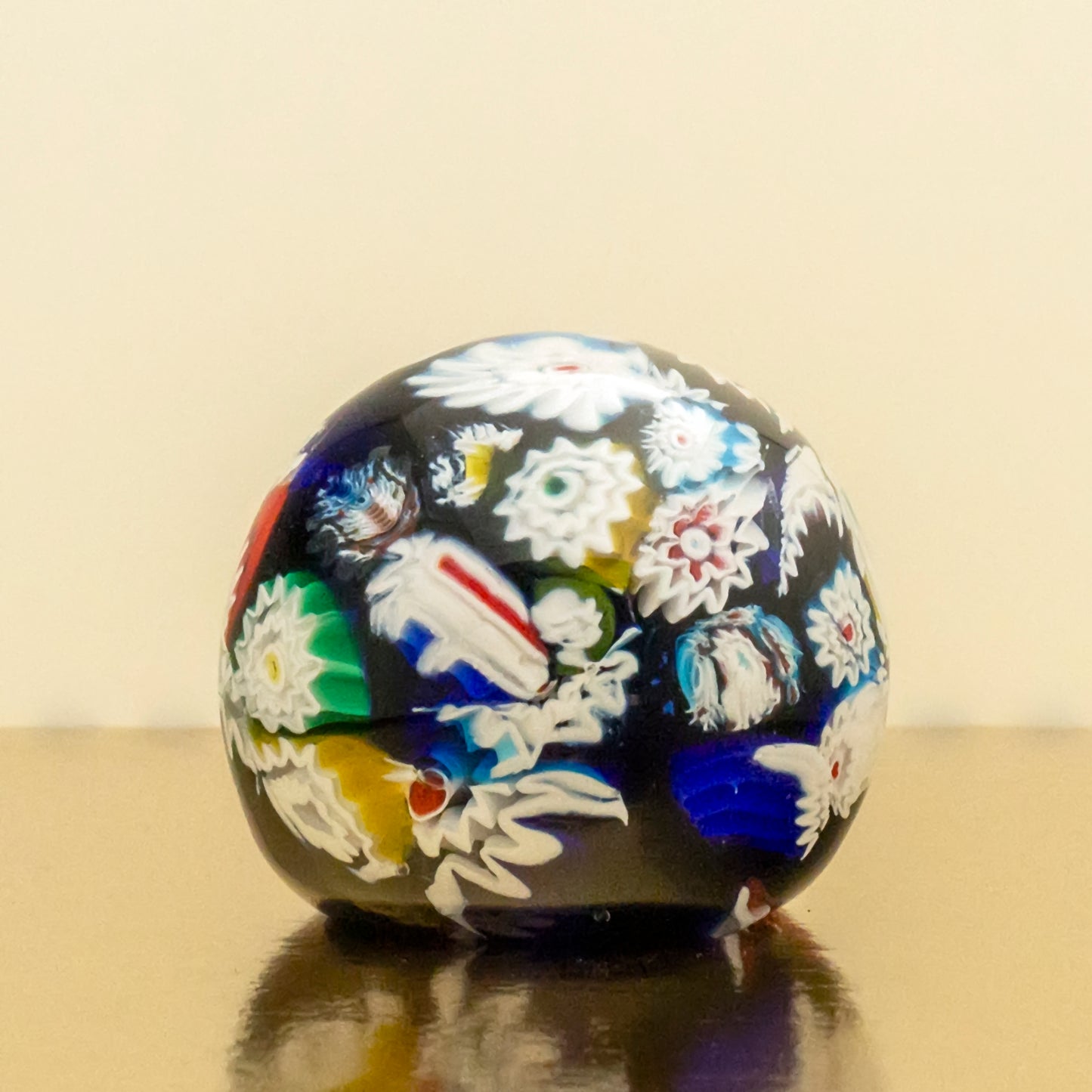 Blue white Murano glass paperweight