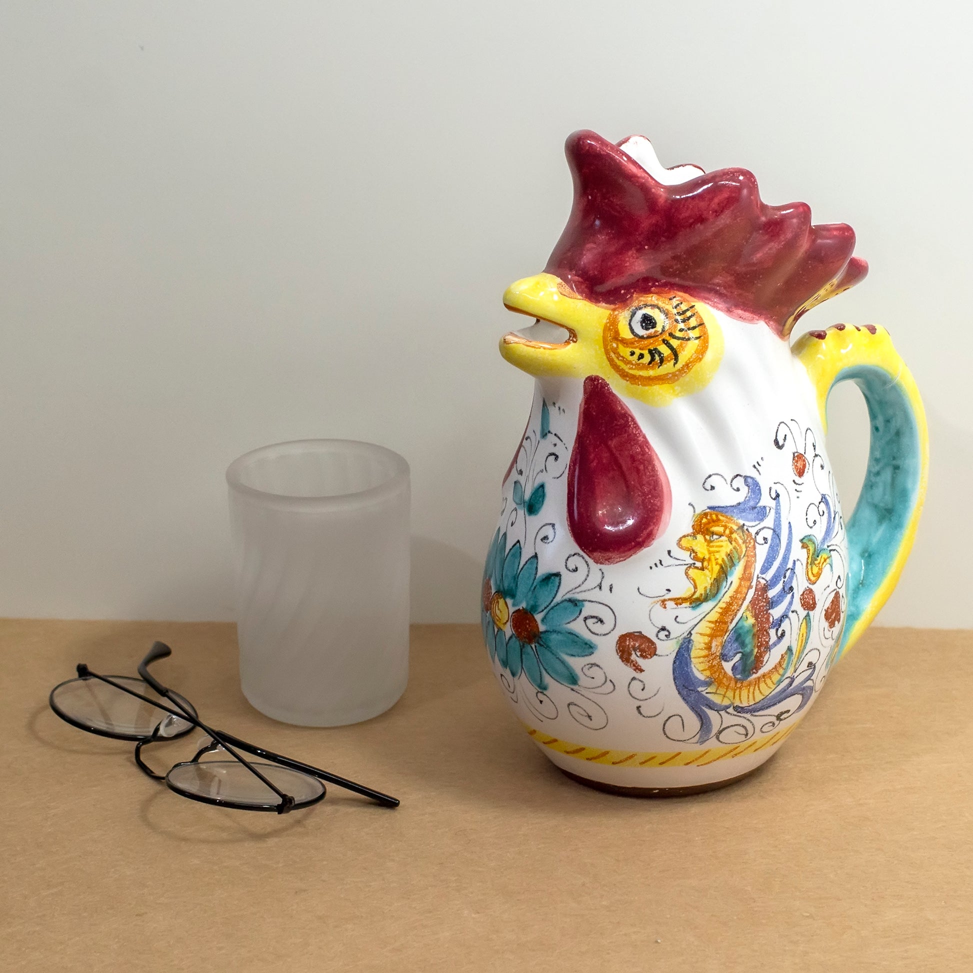 Ceramic rooster pitcher