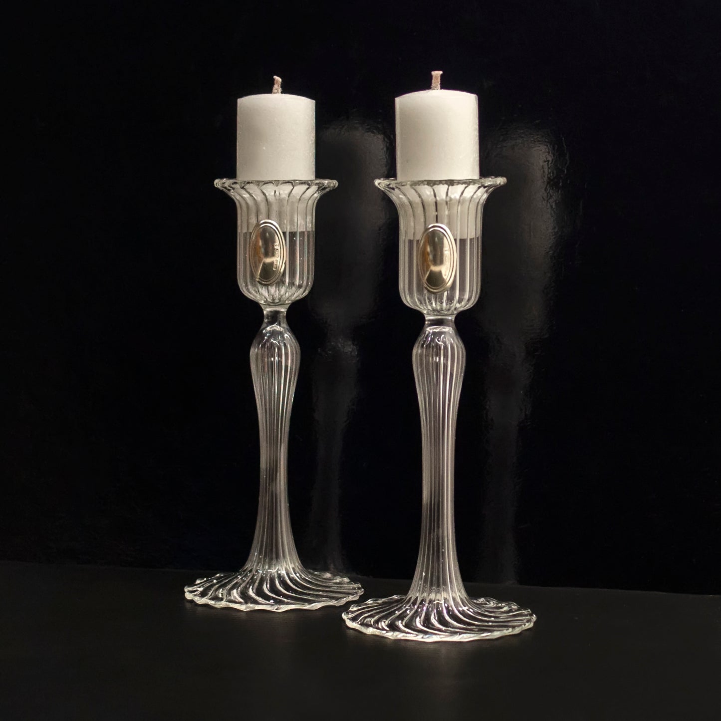 Two Murano glass candlesticks