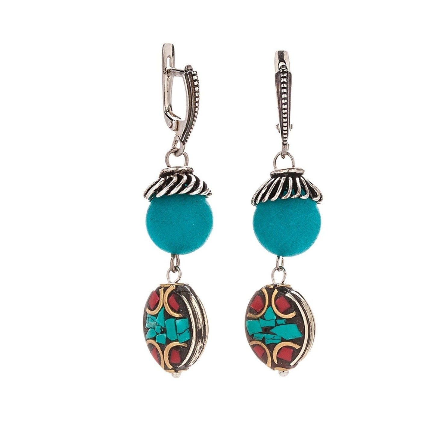 Blue-red-green earrings