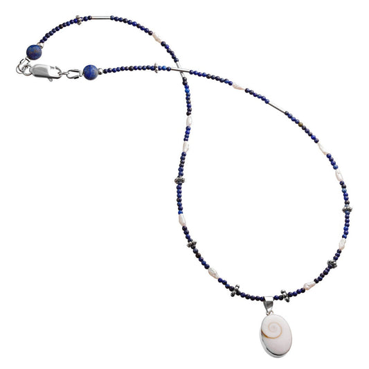 Blue necklace with white pendant