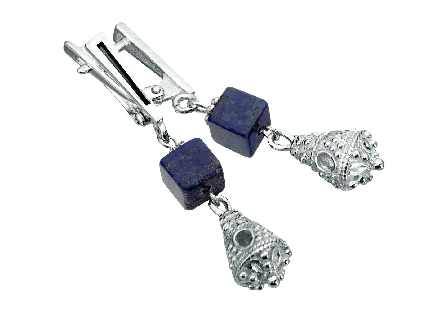 lapis lazuli cubes silver bells silver closures