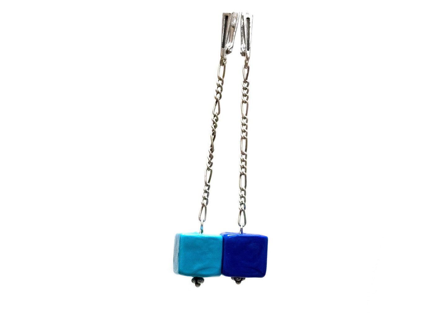 Earrings with blue and ultramarine Murano glass designed and crafted by Katia Demyanova