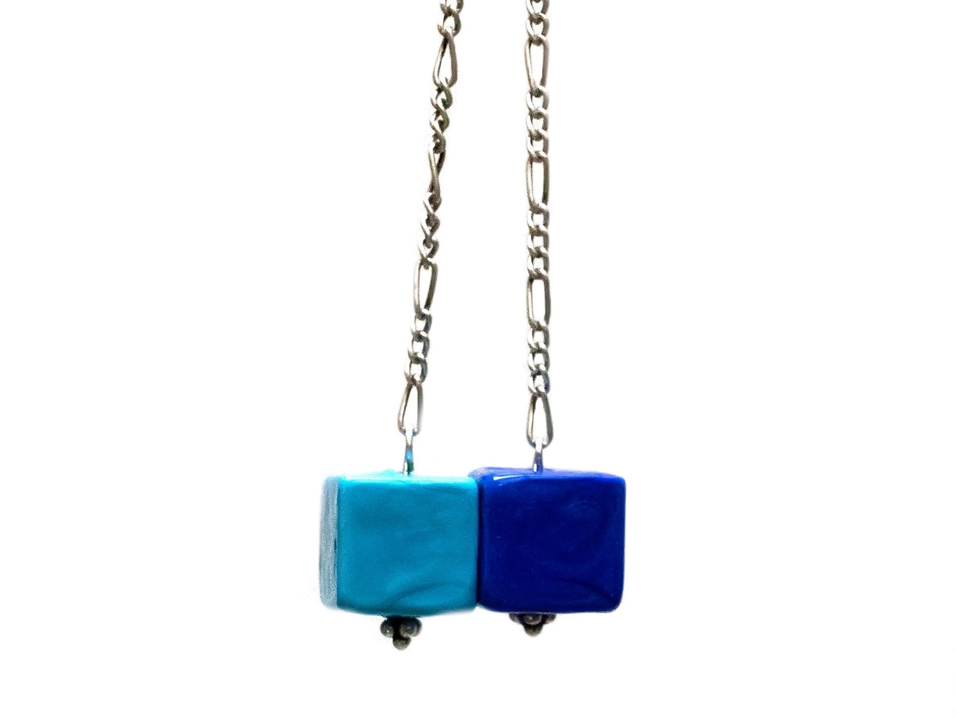 Blue Murano glass earrings designed and crafted by Katia Demyanova