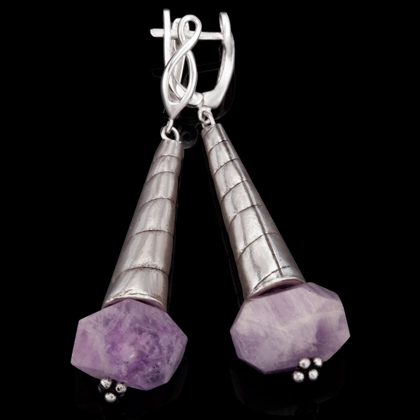 long amethyst earrings latch back closures