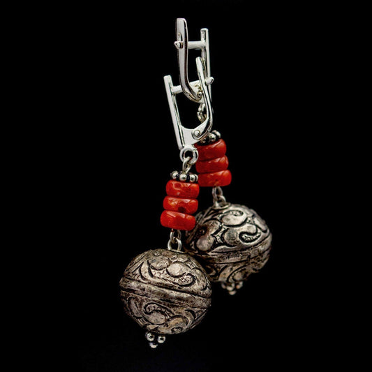 Red coral earrings