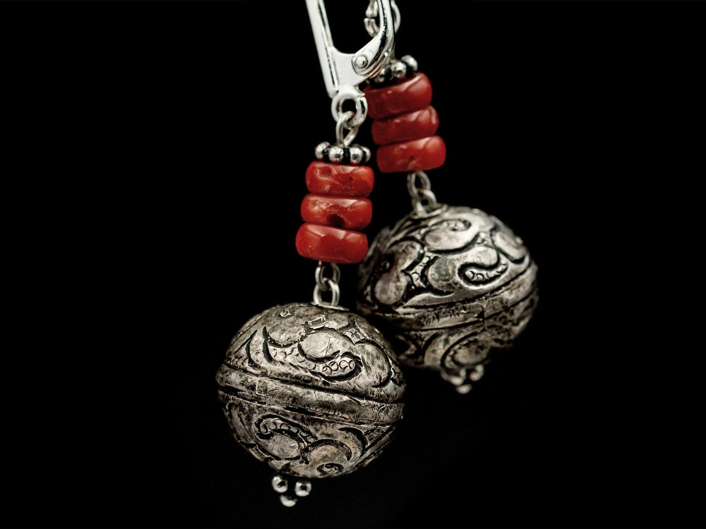 Red coral earrings