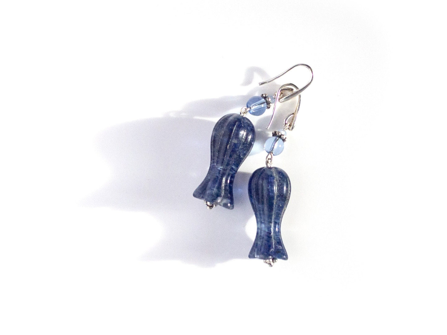 Blue earrings made of chalcedony and Murano glass