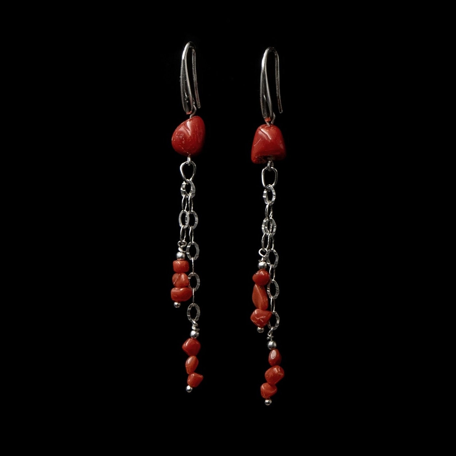 Long coral earrings