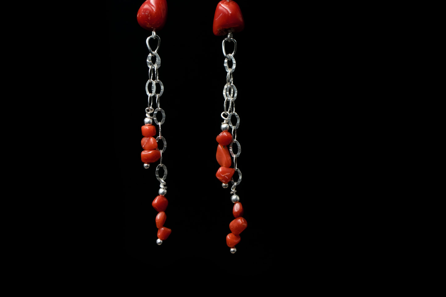 Long coral earrings