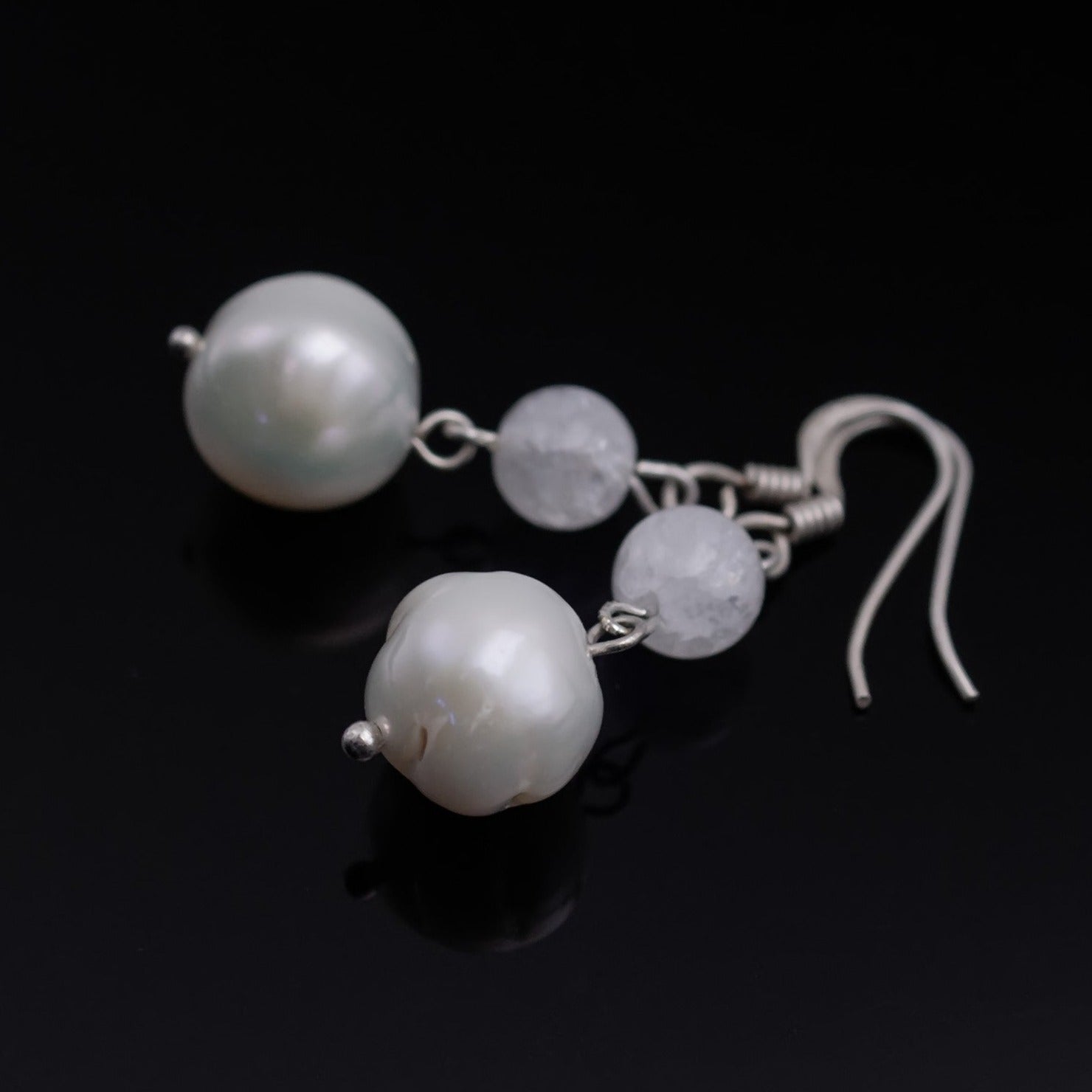 White pearl earrings