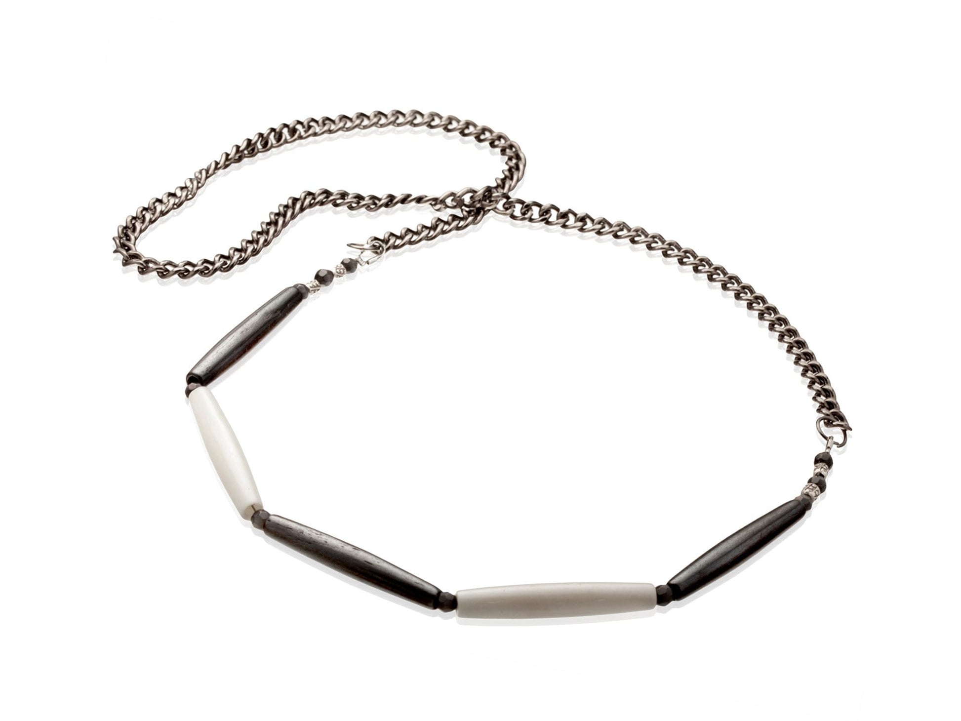 black white necklace with chain